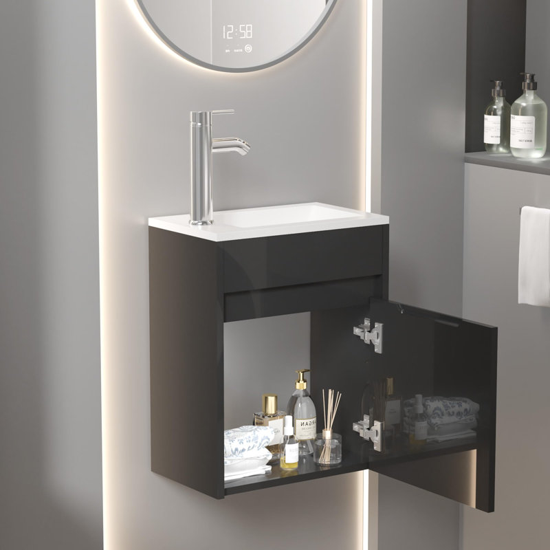 40.5mm Single Bathroom Vanity with Basin, Black