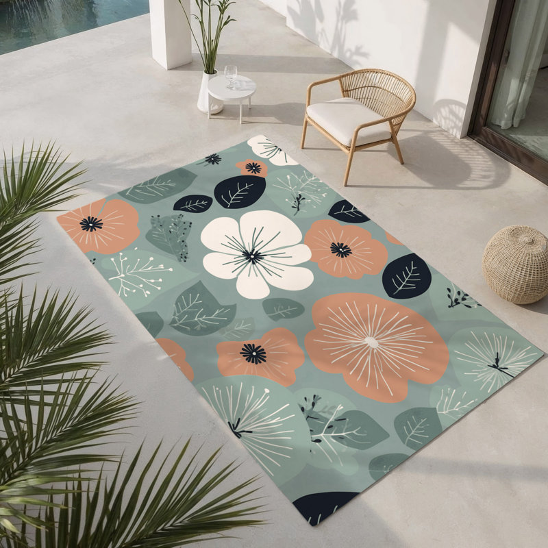 Floral Echo Indoor And Outdoor Area Rug, Rectangle 9' x 12'