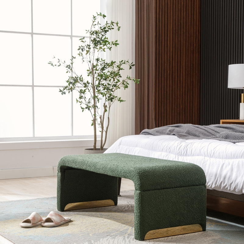 Repose-pieds rembourré en tissu Dant Boucle, Vert