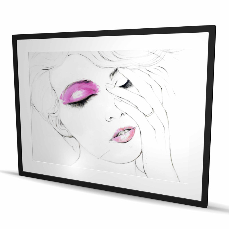 Rose maquillage - Reproduction d'art figurative contemporaine encadrée, H 36 po x l 48 po
