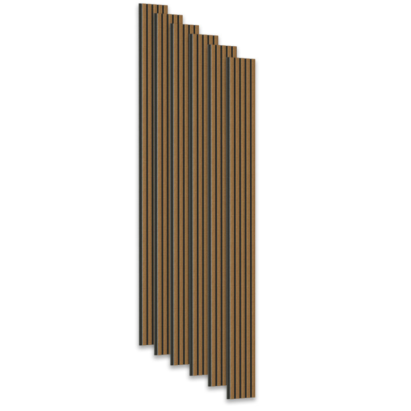 Ensemble de 6 panneaux muraux à lattes 3D en acrylique naturel de 94,5 po x 7,9 po (paquet de 6 / 31,20 pieds carrés)