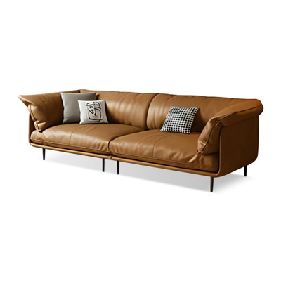 Brown Genuine Leather Modular Sofa cushion couch