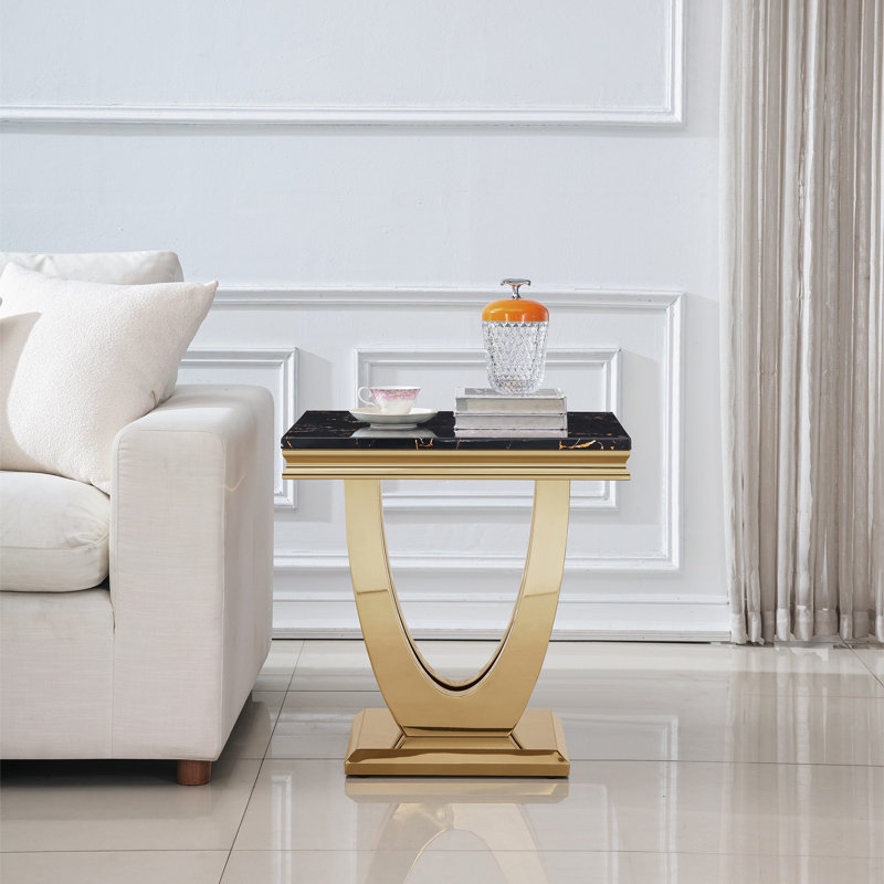 Table de bout Burdell Et302, Argent argent, Blanc