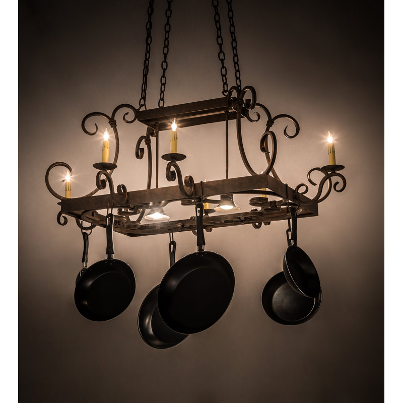 Caiden Handcrafted 6 Light Pot Rack