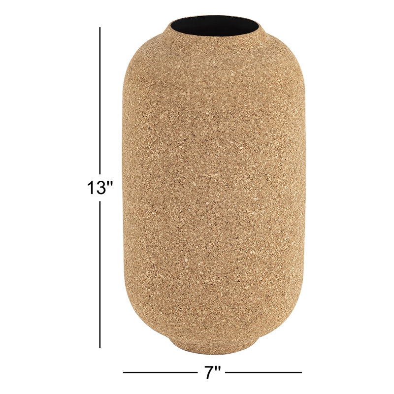 Vase de fleurs en liège, H 13 po x l 7 po x P 7 po