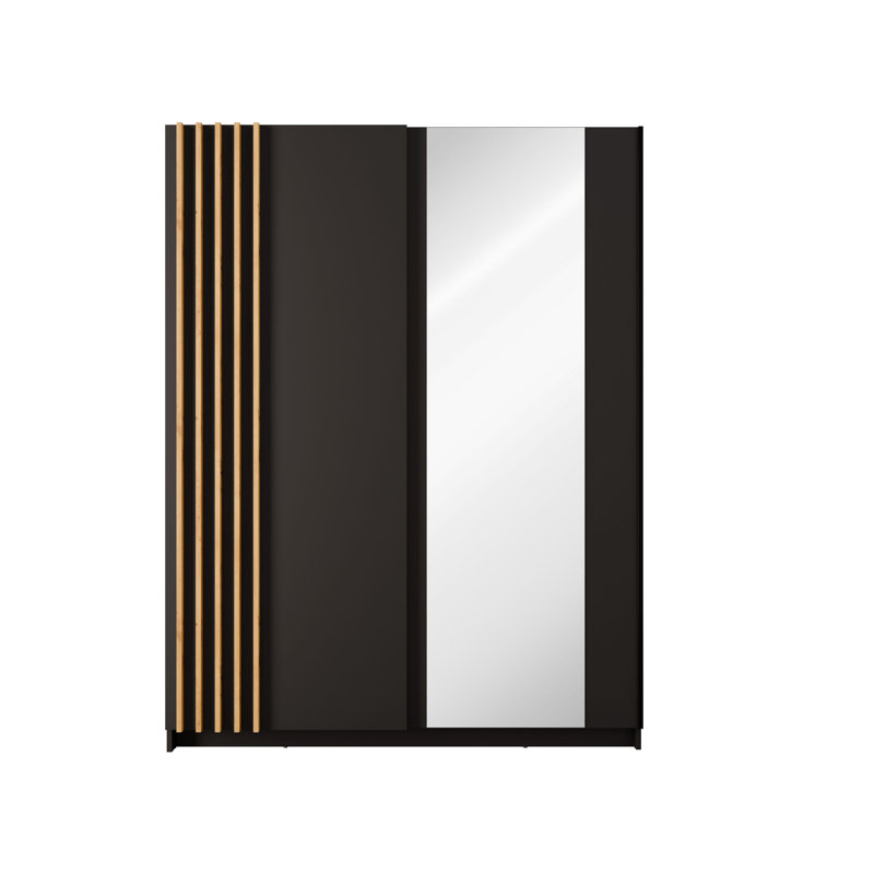 Laminate Wardrobe, 198.5cm H x 150.6cm W x 62cm D, Black/Natural