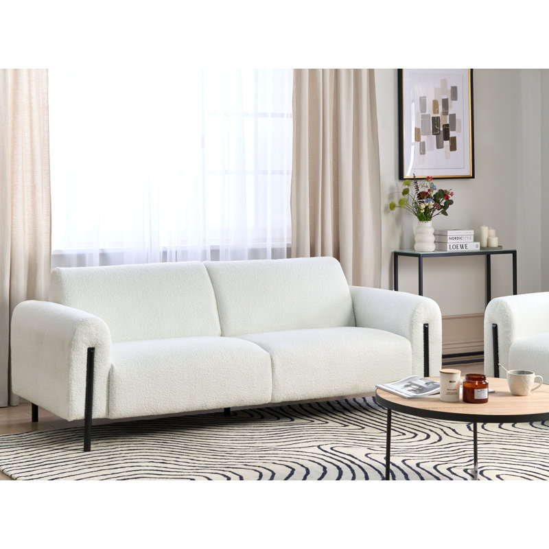 Sareh 3 Seater Sofa, White Boucle
