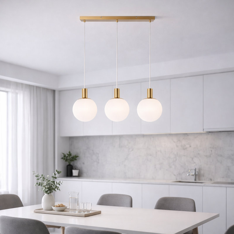 3 -Light Kitchen Island Pendant glass Pendant light gold