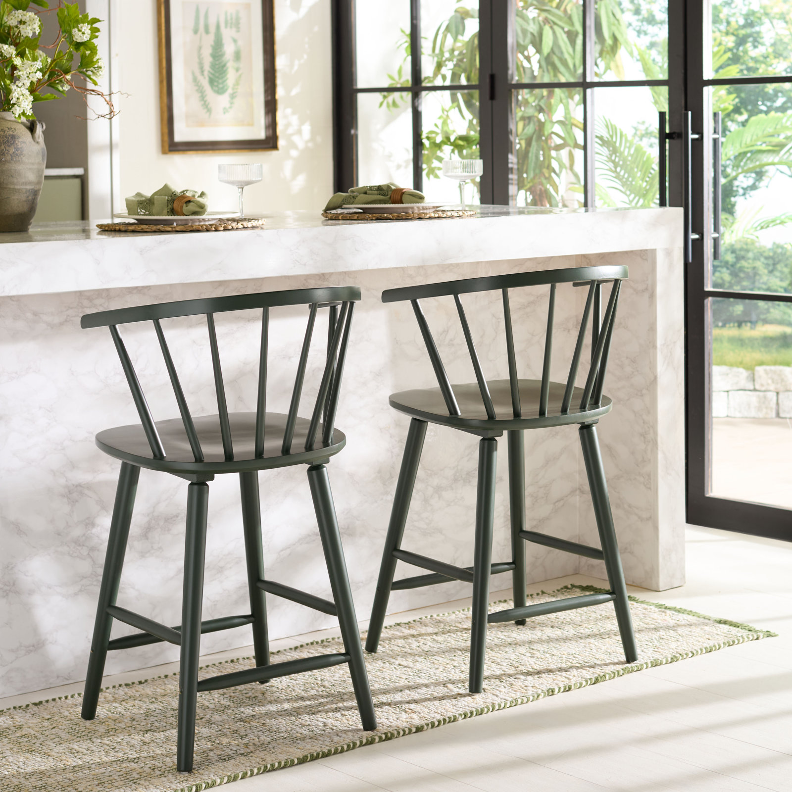 Sheffield Solid Wood Bar & Counter Stool, Counter Stool (23" Seat Height), Garden Green