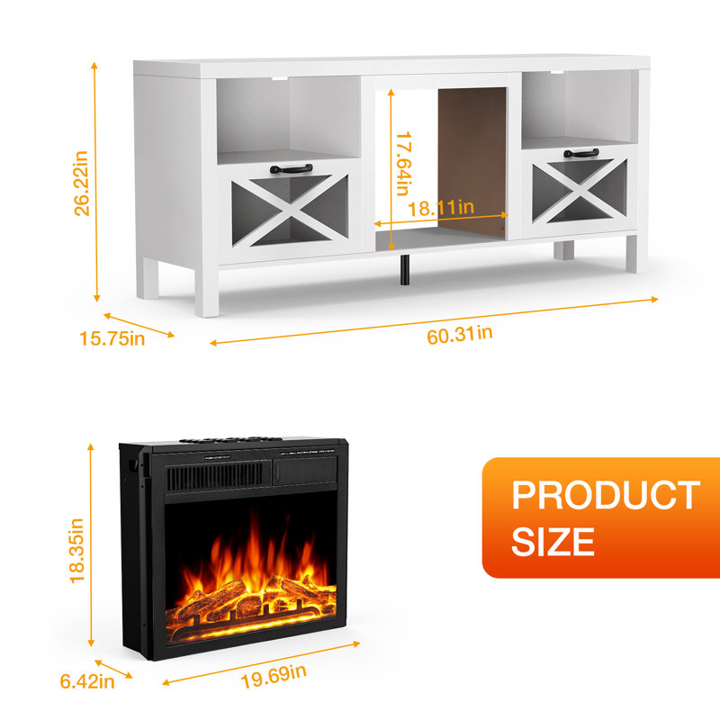 60.31'' W Media Console with Electric Fireplace Included