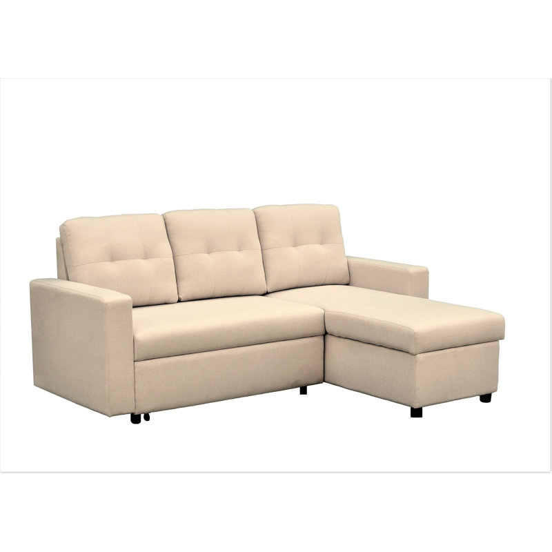 Canapé-lit modulaire convertible en forme de L, mobilier d'appoint élégant, canapé-lit escamotable pour petits espaces et salons, beige