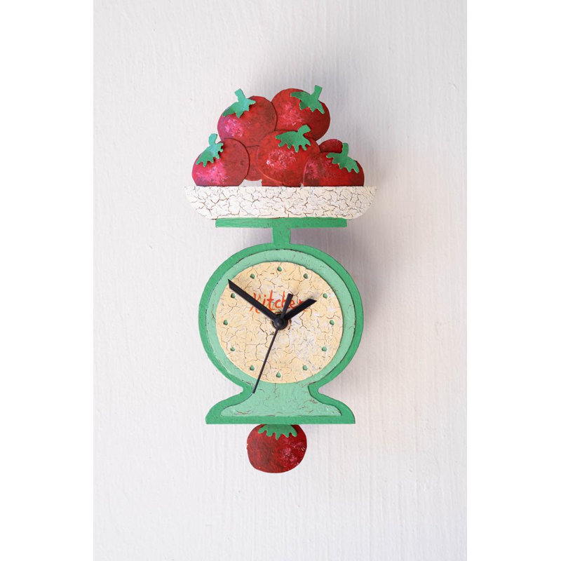 Horloge murale peinte à la main - Tomates à l'échelle