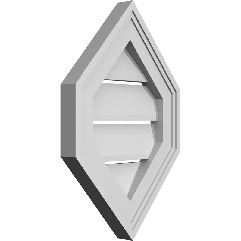 Vertical Peaked Surface Mount Signature Urethane Functional Gable Vent Pitch, Primed Tan 2SF-13, 18" H x 12" W x 1.5" D