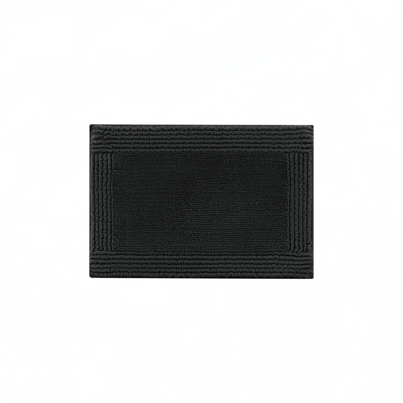Tapis de bain réversible 100% coton touffeté 3000 g / m², Noir, Simple - L 24 po x l 17 po