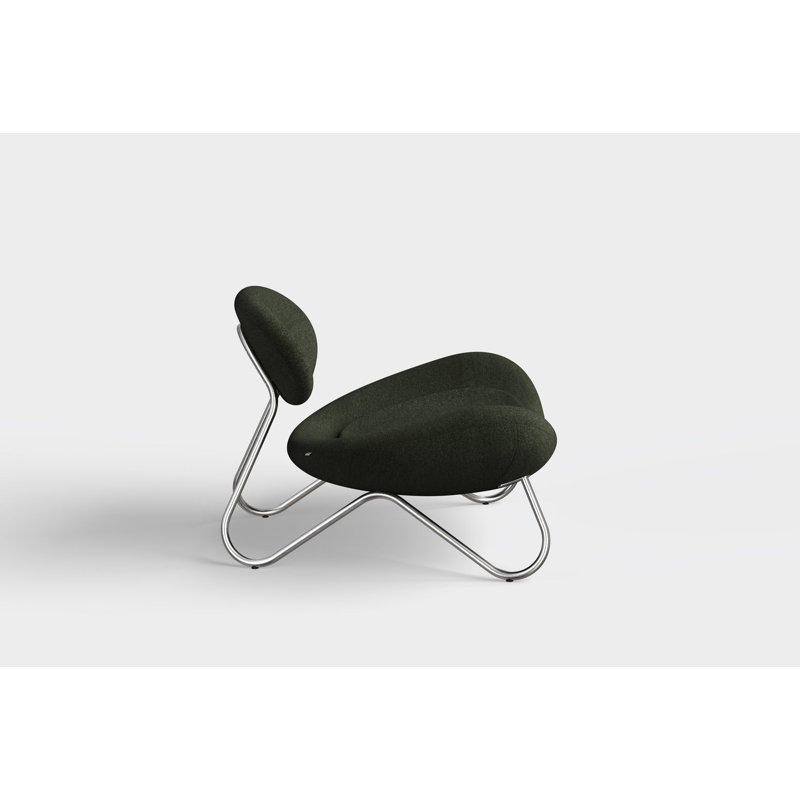 Meadow Lounge Chair, Black Painted Steel Frame, Pine Cotton Blend, Brushed Stainless Steel