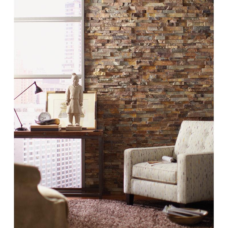 Stonecrest 6 in. x 24 in. Split Face Natural Stone Ledger Panel Wall Tile, Sierra Gold