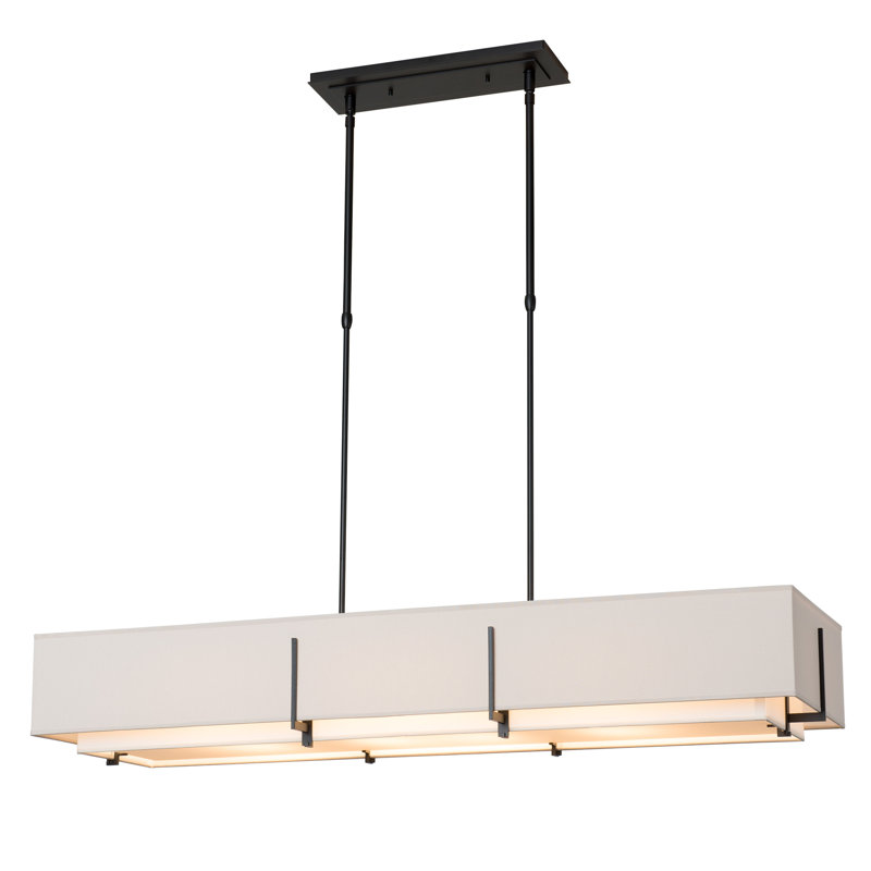 Exos 4 - Light Unique/Statement Linear Pendant, Black, Flax Shade