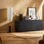 Buffets et buffets modernes, rangement en MDF à motif de vagues noires pour la cuisine