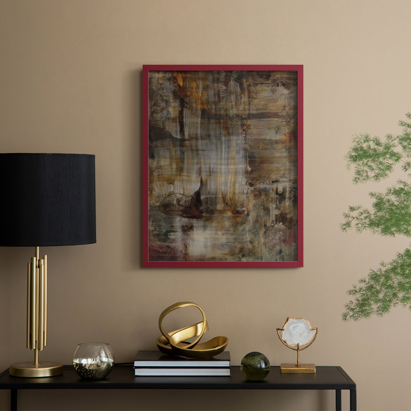 «Molten Patina I», reproduction encadrée - bois massif, H 11 po x l 9 po, Rouge
