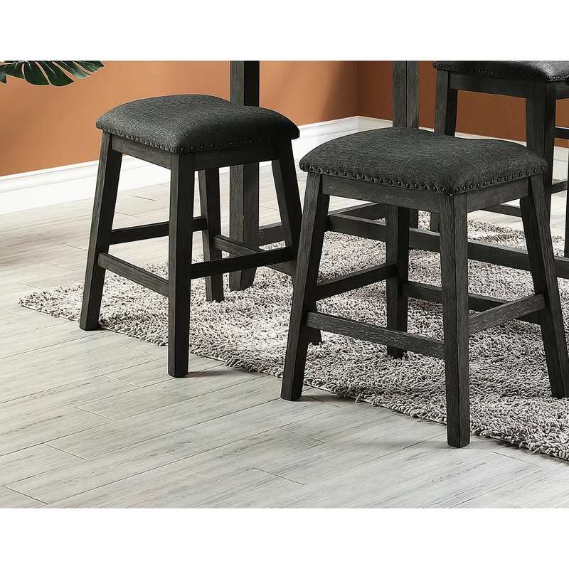 Chaises de salle à manger modernes de 2 - bois massif avec tabourets à coussins, Gris délavé, Gris délavé