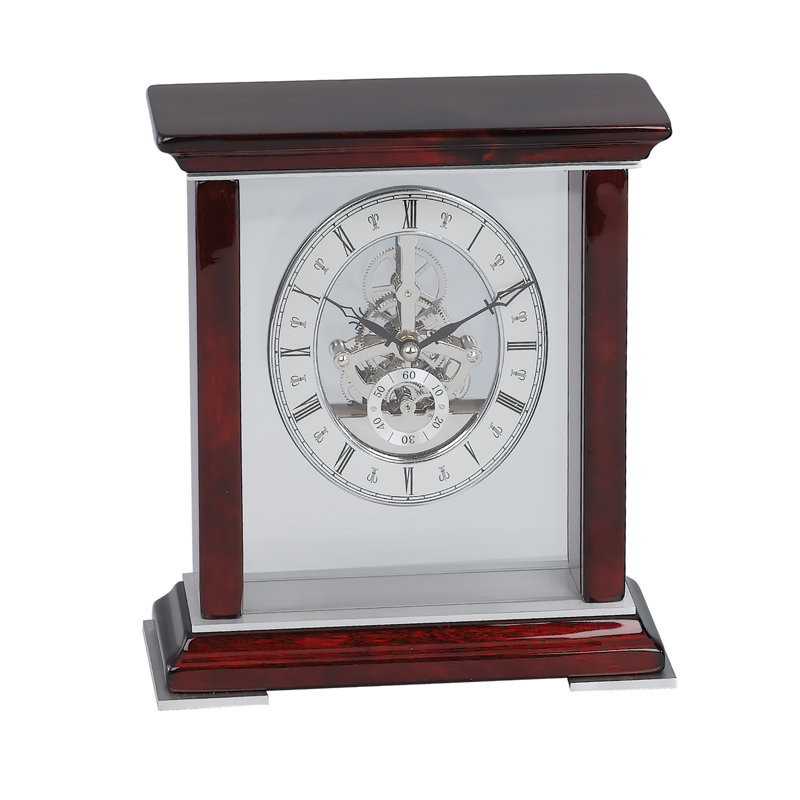 Horloge de table analogue en brun/argent
