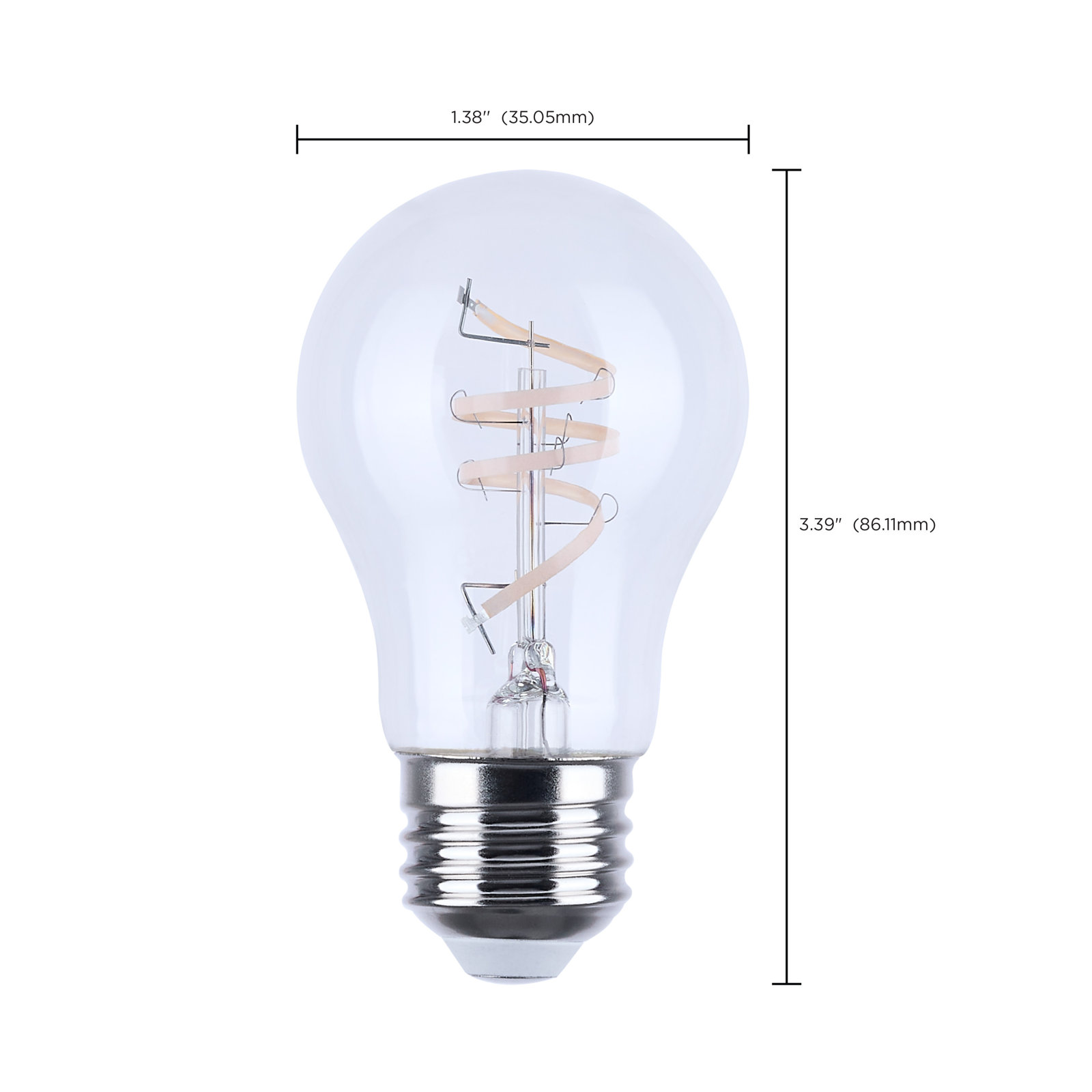 4 Watt A15 LED Deena Flex Gray Coil Filament E26 3000K 120 Volt, 2700 Kelvins