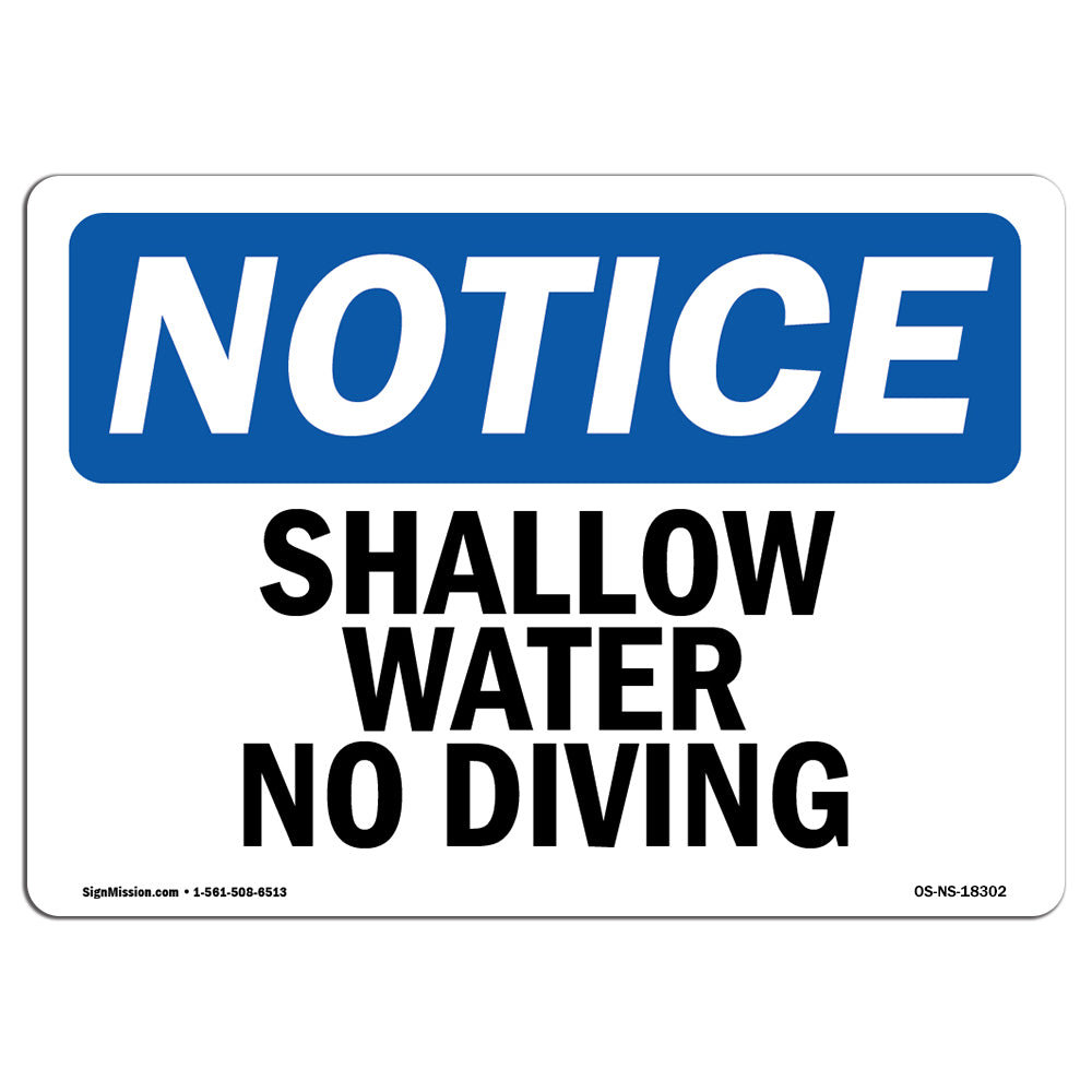 Shallow Water No Diving Sign SignMission