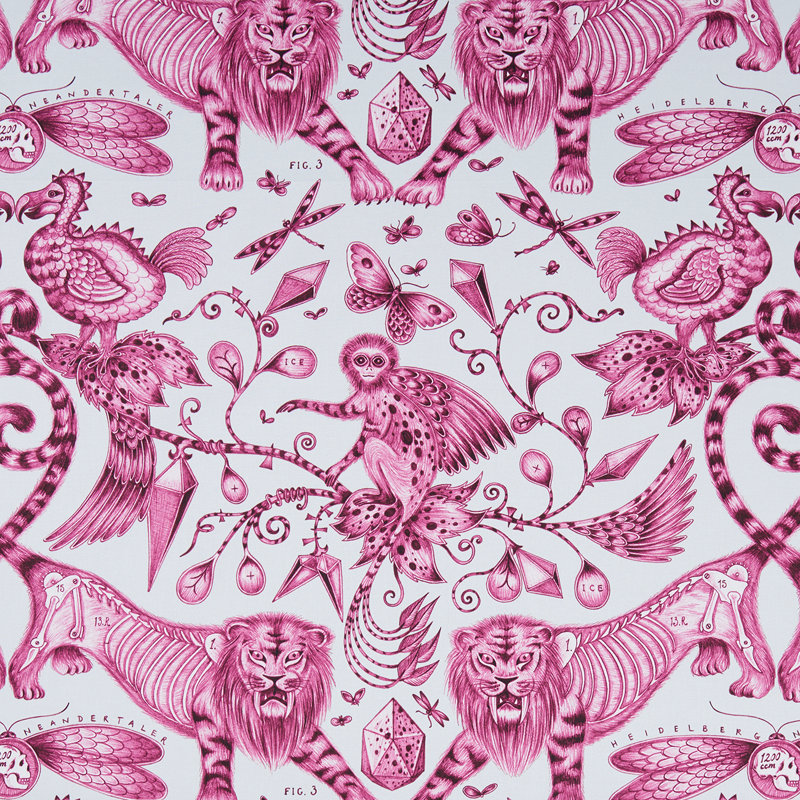 Clarke and Clarke Extinct Fabric, Magenta
