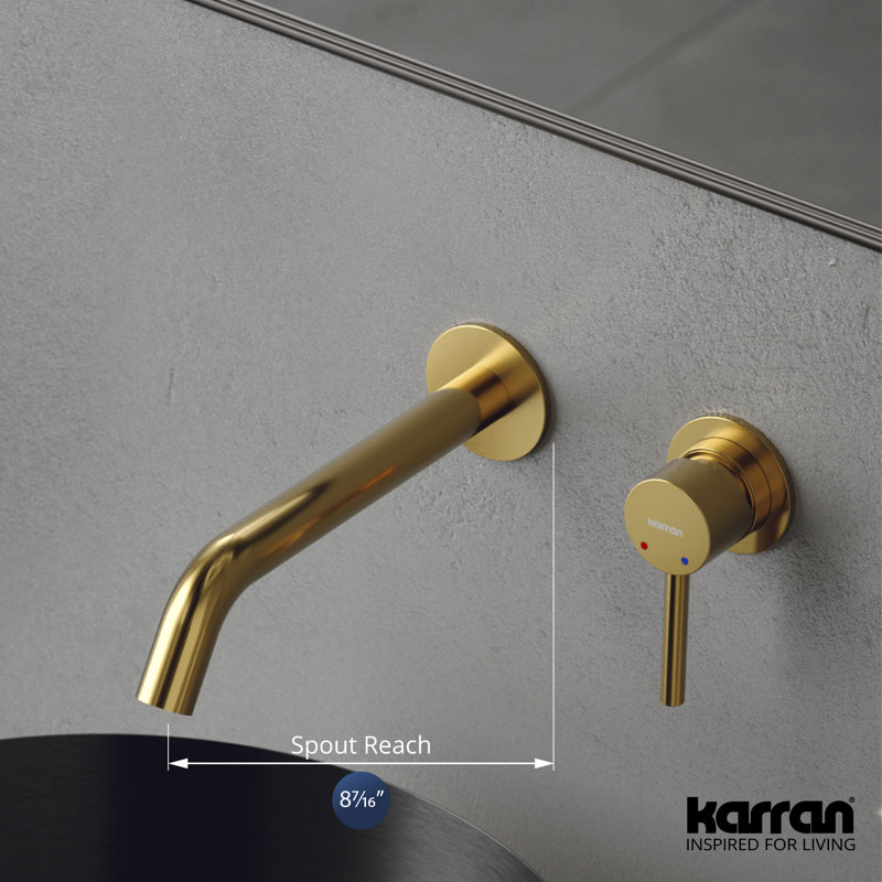 Karran Grantham KBF610 Single Handle Wall-Mount Bathroom Faucet in Gold, Gold
