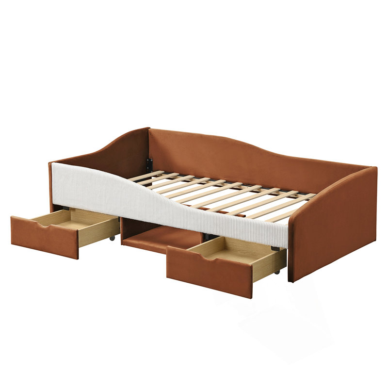 Upholstered Daybed Frame with Storage Drawers