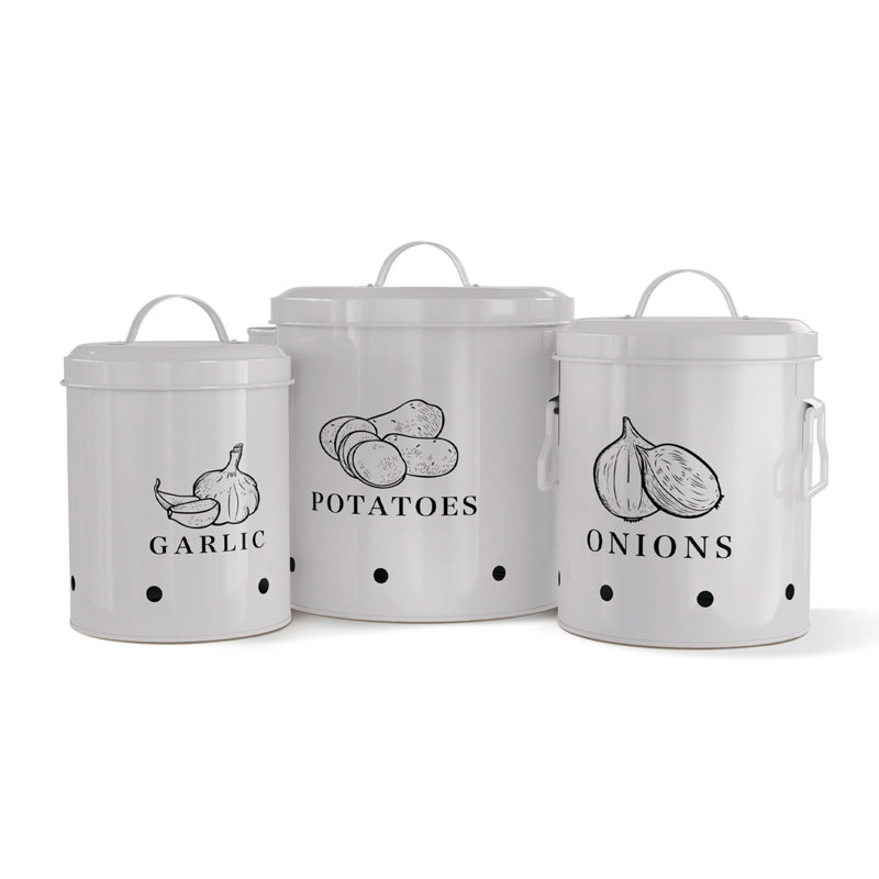 Ensemble de 3 contenants pour pommes de terre, oignons et ail, Gris ardoise