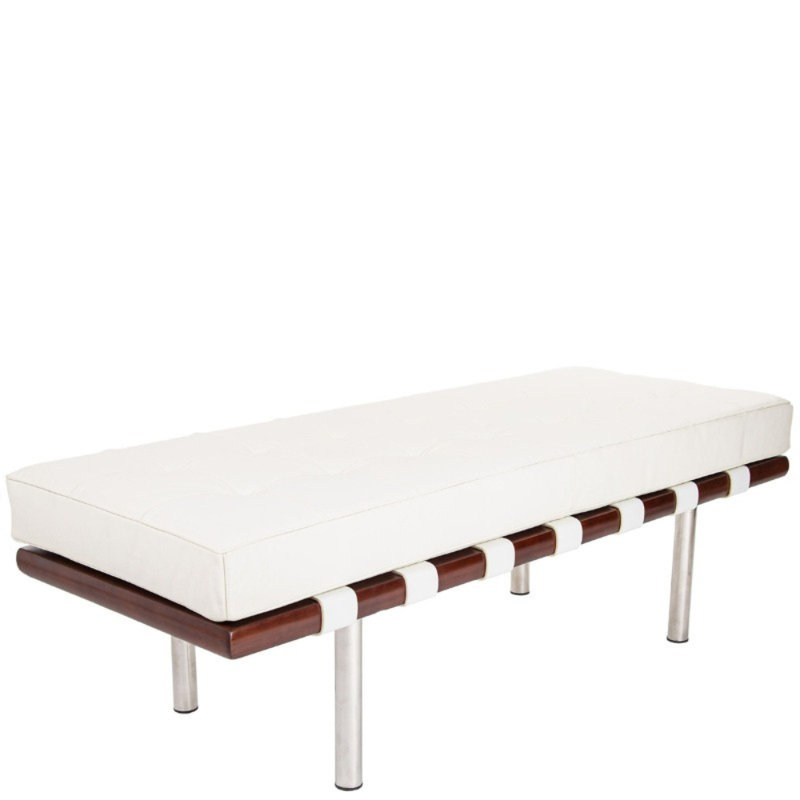 Banc recouverts de tissu d'ameublement, Blanc