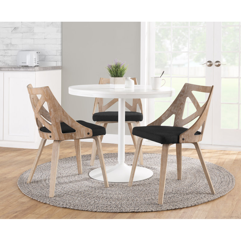 Raimonda 18.25'' H Fabric Upholstered Side Chair, Charcoal, Whitewashed