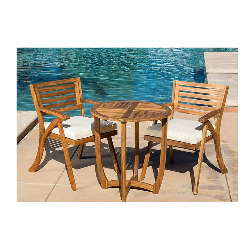 Ensemble de salle à manger de jardin en bois avec coussins - et configuration moderne à la mode