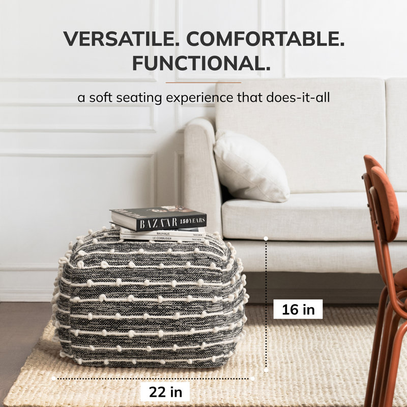 Basilio Upholstered Pouf, Black