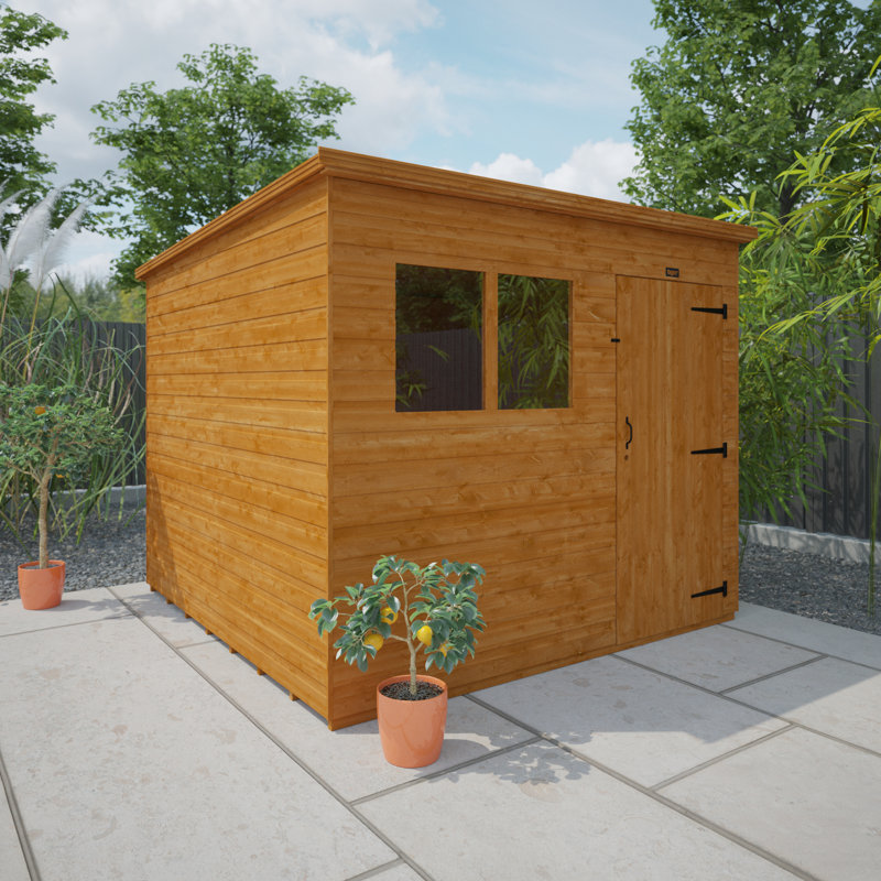 Solid Wood Shiplap Pent Garden Shed, 8ft. W x 8ft. D