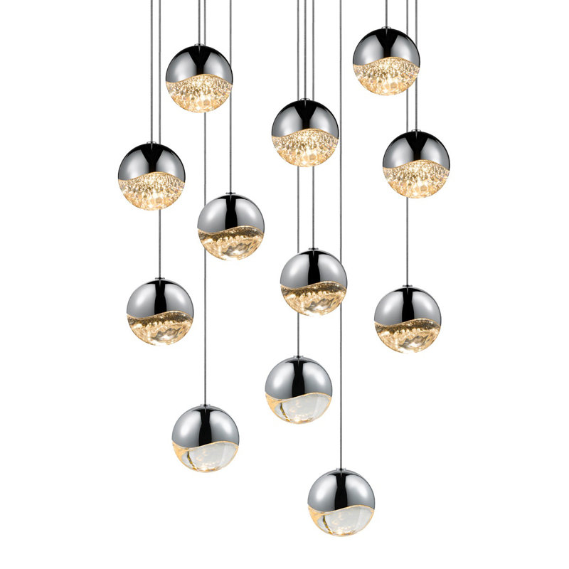 Grapes 12 - Light LED Cluster Pendant, Polished Chrome, 3.25" H x 16.25" W x 16.25" D