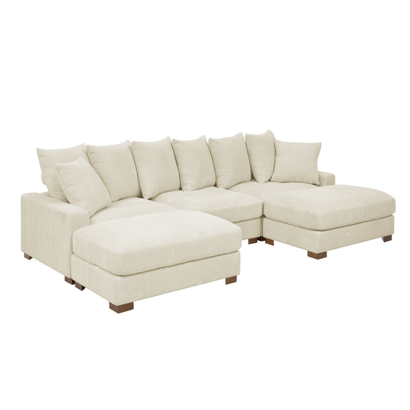 Wynisha 122'' Corduroy Sofa, Cream