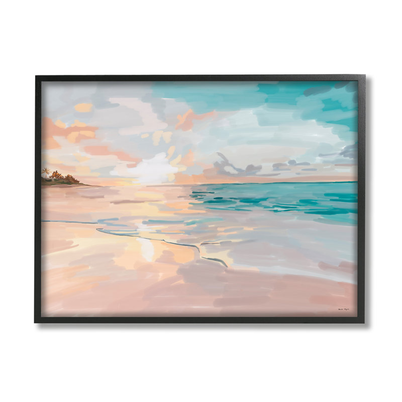 «Abstract Beach Sunset» par Amelia Noyes, Giclée encadrée noir minuit, H 16 po x l 20 po x P 1,5 po