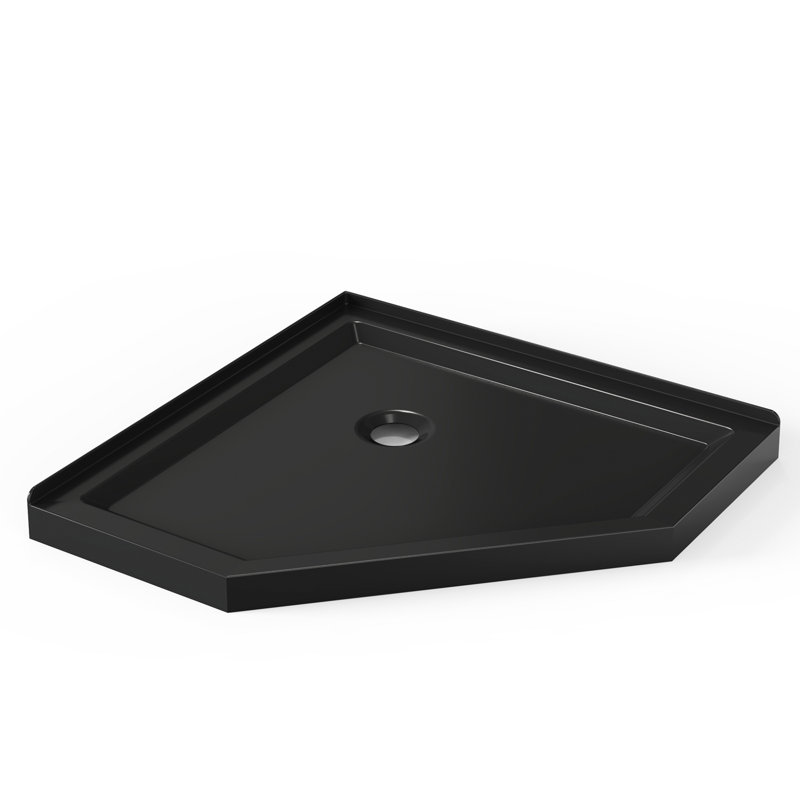 36" X 36" Neo-Angle Corner Shower Base, Acrylic & ABS, 2-Wall Fit, Pre-Leveled, Noir mat