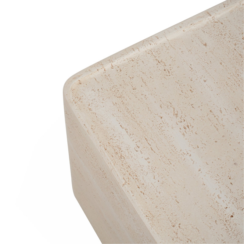 Table d'appoint d'extérieur Mgo, fini travertin beige, ensemble de 1