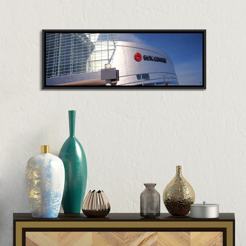 "panoramique bok" au centre-ville tulsa, reproduction de photo sur toile oklahoma, H 24 po x l 72 po x P 1,5 po, Cadre noir
