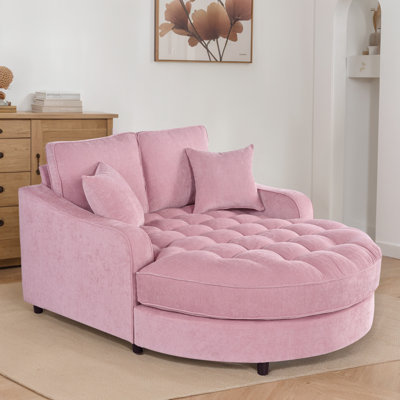 Large Round Upholstered Chaise Lounge,Modern Sleeper Chair