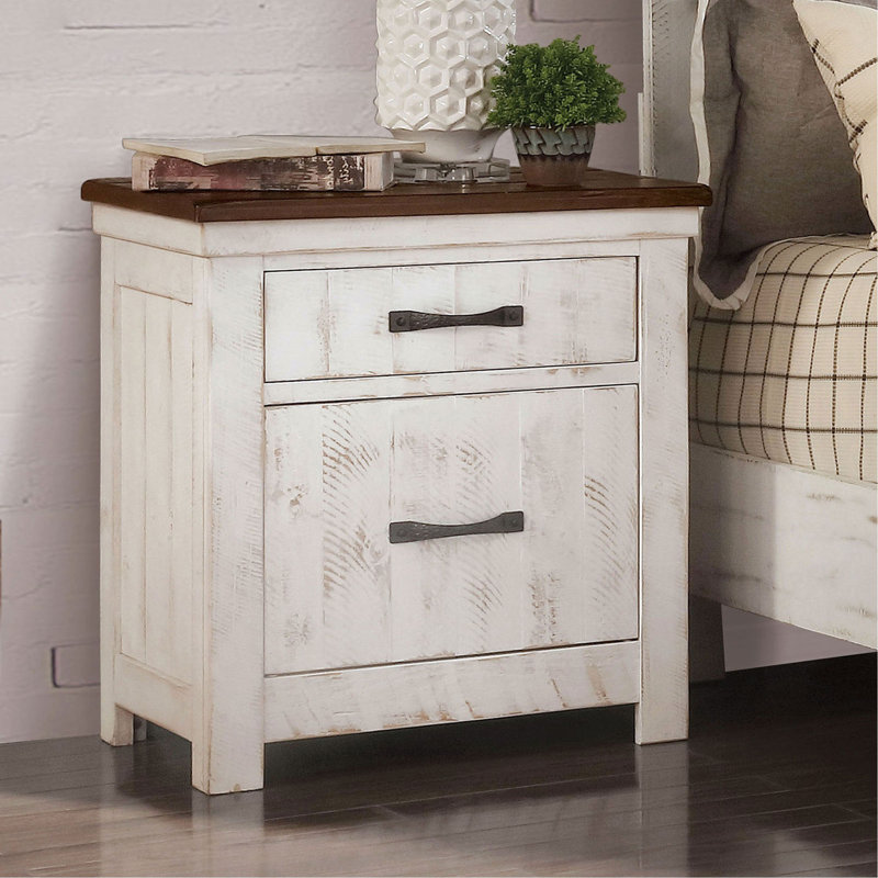 Table de chevet en bois massif vieilli 1Pc