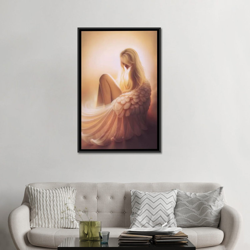 « angelic », impression sur toile, H 26 po x l 18 po x P 1,5 po, Toile avec cadre noir, Pas de tapis