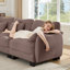 Canapé en L Chenille avec 1 repose-pieds mobile, canapé modulaire surdimensionné à 3 places avec 3 coussins de taille exquise, conception ergonomique, canapé modulaire facile à assembler pour le bureau du salon, rose cendré