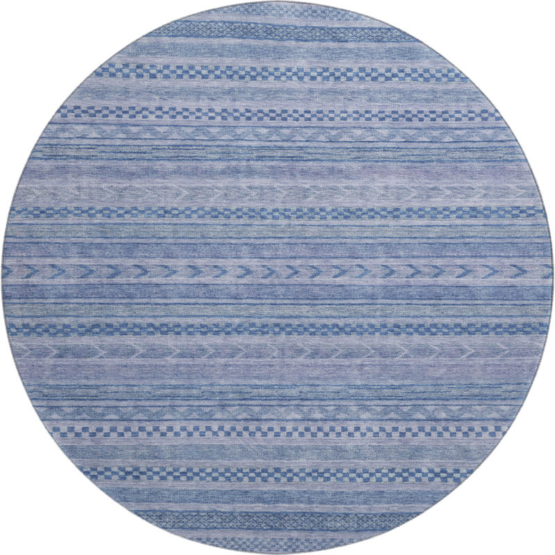 Premium Machine Washable Marasco AMF1625 Stripes Rug, Round 8'