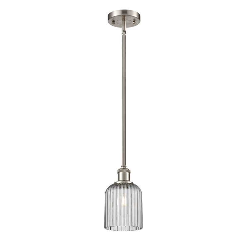 Luminaire suspendu 5 lumières Ballston Addeline, Nickel satiné, Gris fumée clair
