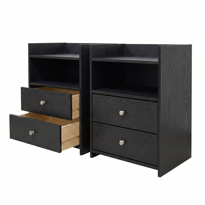 Vail 2 Drawer Nightstand (Set Of 2), Black
