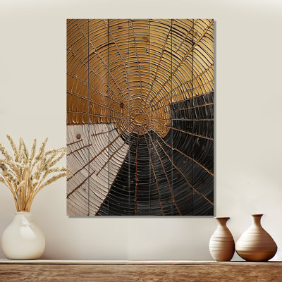 Golden Wood Slide Roots Of Serenity I - Tree Wood Wall Decor - On Natural Pine Wood